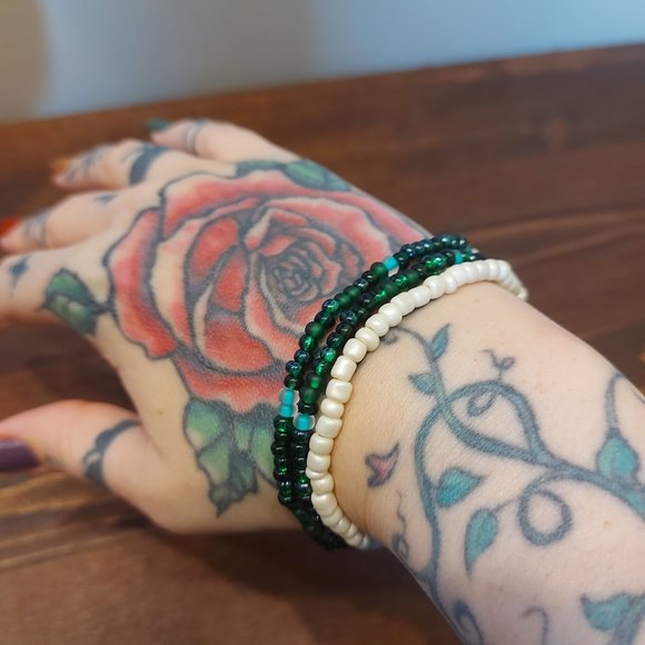 Gorgeous Triple Wrap Czech Seed Bead Bracelet - Picture 5 of 7